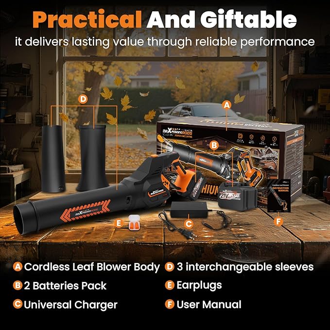 maXpeedingrods Leaf Blower Cordless, 650CFM Electric Leaf Blower with 2 x 4.5Ah Batteries & Fast Charger, 180° Deformation Blower, Lightweight Leaf Blower for Lawn Care, Garden, Patio & Outdoor Clean