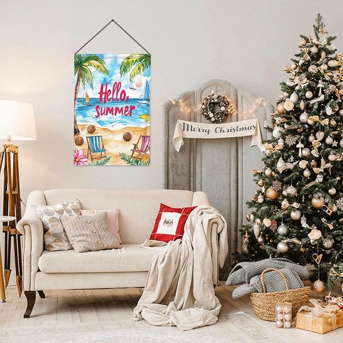 Beach Time Garden Flag 12x18 Inch Double Sided All-Weather Polyester Outdoor Flag For Patio Lawn Yard And Garden Welcome Decor