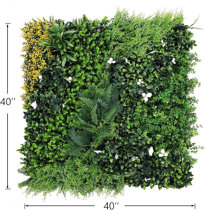 ANMINY 16Pcs Grass Wall Panels 10" x 10" Artificial Grass Plant Greenery Wall Backdrop 11 Sqft Thickened High-Density Faux Boxwood Panels Privacy Fence Hedge for Indoor Outdoor Party Wedding Garden