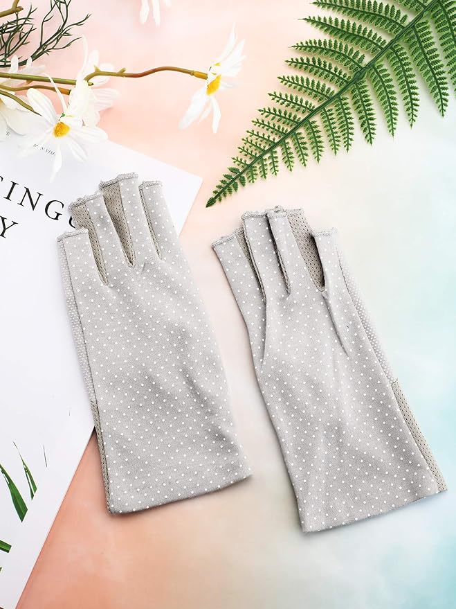 Maxdot Sun Gloves for Women UV Protection Fingerless Non Slip Sunscreen Driving Gloves for Summer Outdoor