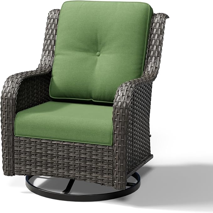 Joyside Outdoor Swivel Rocker Patio Chairs, Wicker Patio Furniture with High Back, Deep Seating, Wide Armrest, Thickened Cushions, Outdoor Rattan Furniture for Deck, Porch Use