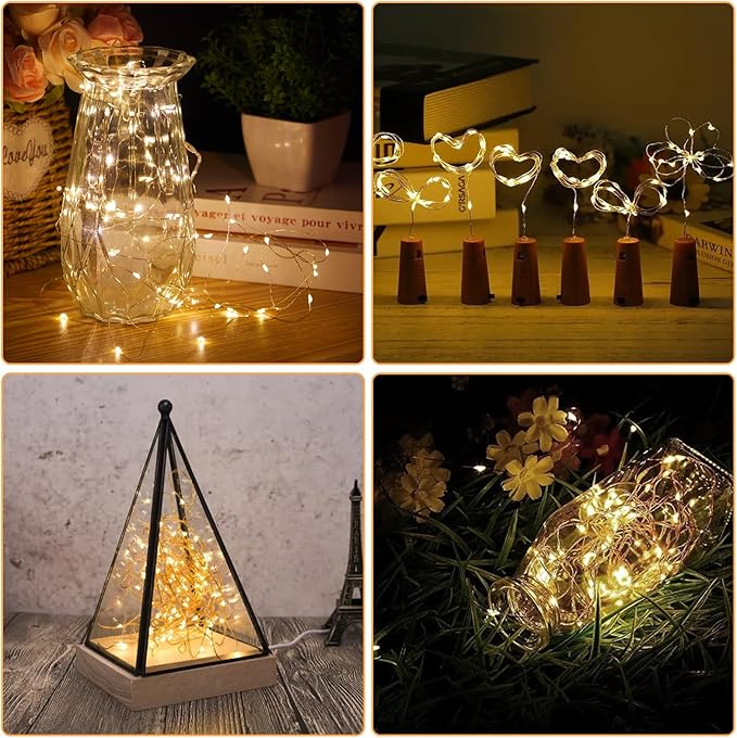 12 Pack Fairy Lights Battery Operated String Lights,7FT 20LED Waterproof Silver Wire Christmas Lights Outdoor,Firefly Mini Lights for Bedroom Party Birthday Wedding Home Decor