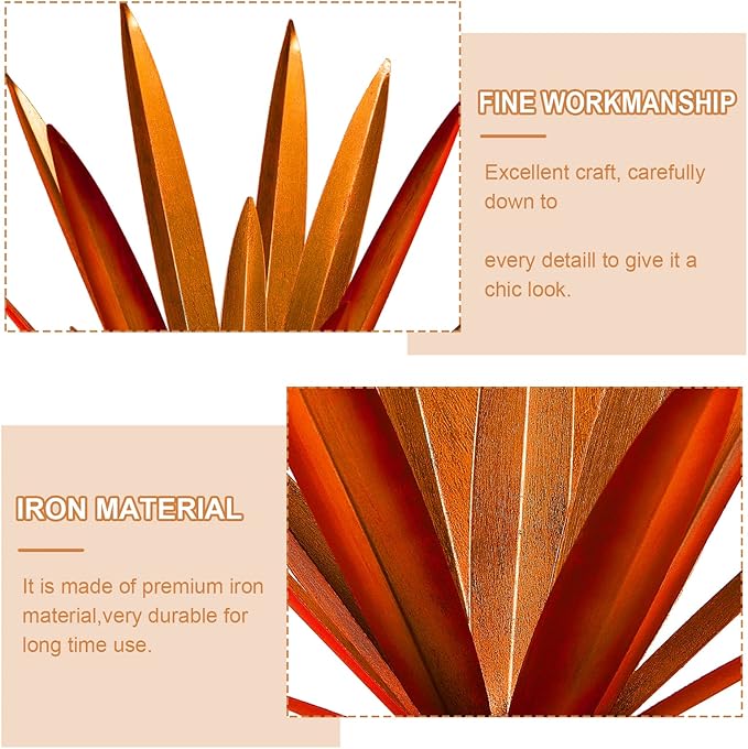 Homight Large Agave Sculpture Rustic Metal Agave Plant Outdoor Interior Decoration Outdoor Lawn Decoration Yard Wooden Posts Matching Garden Suitable for Patio