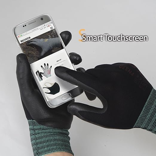 DEX FIT Nitrile Work Gloves FN330, 1 Pair, 3D-Comfort Stretchy Fit, Firm Grip, Thin & Lightweight, Touch-Screen Compatible, Durable, Breathable & Cool, Machine Washable; Black XL (10)