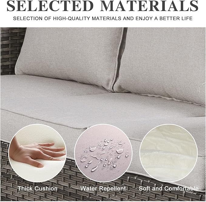 Belord 6 Piece Outdoor Furniture Patio Wicker Sofa Set, Oversize Outdoor Swivel Rocker Chairs with Rattan Ottomans, Conversation Sets Patio Furniture Come with Removable Washable Cushion