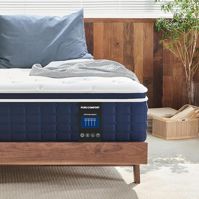 Coolvie King Size Mattress 14 Inch for Back Pain, Cooling Hybrid King Mattress in a Box, Certified Memory Foams & Fabric, Pressure Relief with Medium Firm Support, Pocket Spring for Motion Isolation