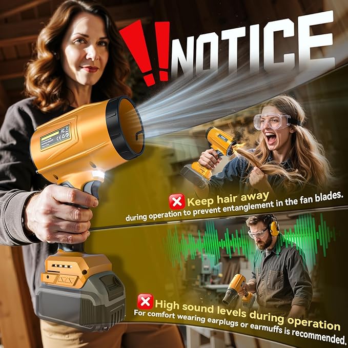 800,000 RPM Leaf Blower Compatible with Dewalt 20V: Ecarke Cordless Dust Blower, Electric Turbo Jet Blower Handheld Battery Powered with Brushless Motor for Patio Garden Lawn (No Battery)