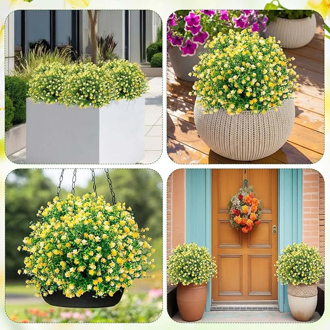 Suncalla Set of 2 Artificial Camellia Topiary Ball Tree Fake Bushes Shrubs Outdoor Faux Plant with Ground Spike 26 x 18 Inch Flowers UV Resistance Greenery for Front Porch Garden Patio Indoor