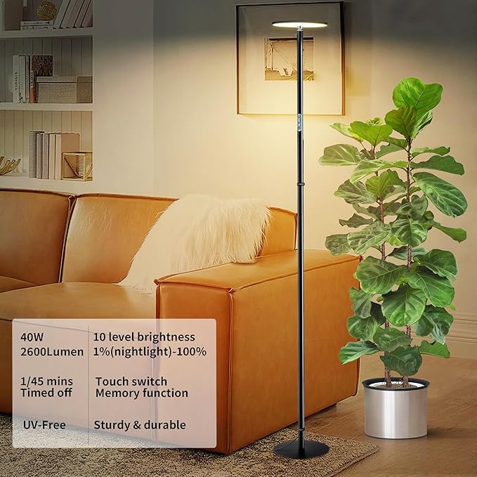 chiphy Grow Lights, Full Spectrum Plant Light for Indoor Plants, 40W, 10 Dimmable Brightness, 69" Heights Adjustable, Compatible with Smart Plug, Ideal for Large Tall Plants