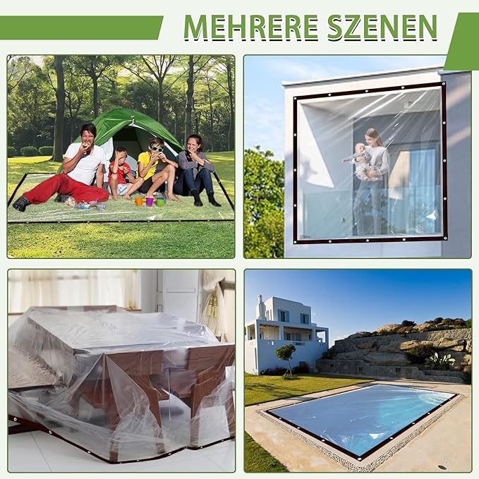 Clear Tarp Waterproof with Grommets 8x20,Heavy Duty PVC Vinyl Tarps Cover,Transparent Tarpaulin Large (Small) for Outdoor/Camping/Plant/Garden/Chicken Coop/Cat Litter