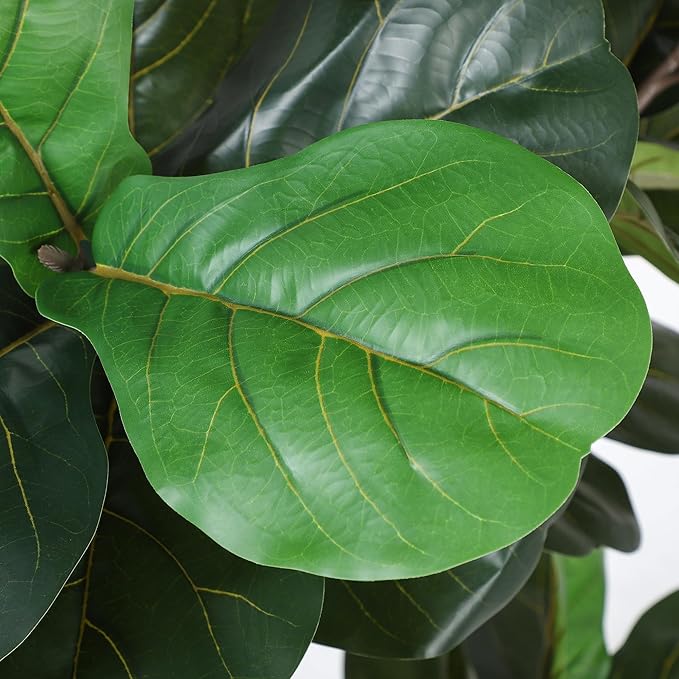 Artificial Fiddle Leaf Tree, 7ft Faux Plant Fake Ficus Lyrata Trees with White Planter, Artificial Fig Trees Floor Plants for House Office Living Room Indoor Home Decor, Housewarming Gift