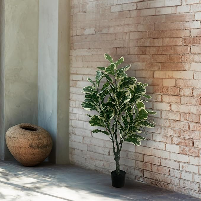 XBrand 47.2-Inches Artificial Ficus Tree in Pot for Indoor Outdoor Home Office Store, Great Housewarming Gift