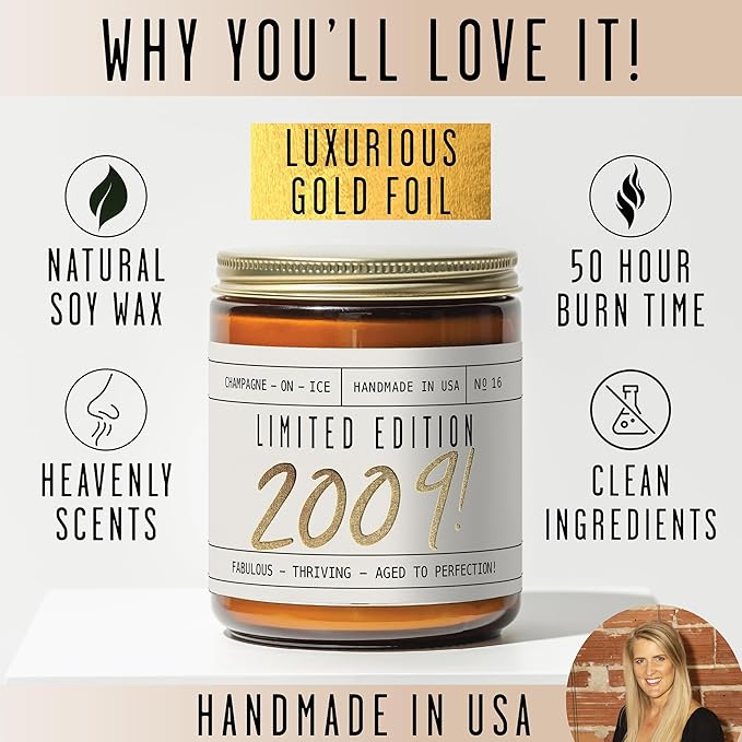 17th Birthday Gifts for Girls - 'Limited Edition 2009' Soy Candle, w/Sparkling Berries & Fruit I 17 Birthday Gifts for Women I 17th Gift for Her Ideas I 9oz Reusable Jar, 50Hr Burn, Made in USA