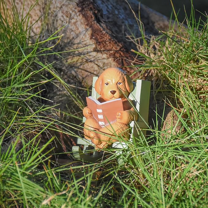 Solar Garden Statues Dog Statues Fairy Garden Accessories Resin Dog Figurine Mini Golden Retriever Statue with Lights for Outside Porch Patio Decor 3 * 2 * 3.5 Inch Mothers Day Gift for Mom