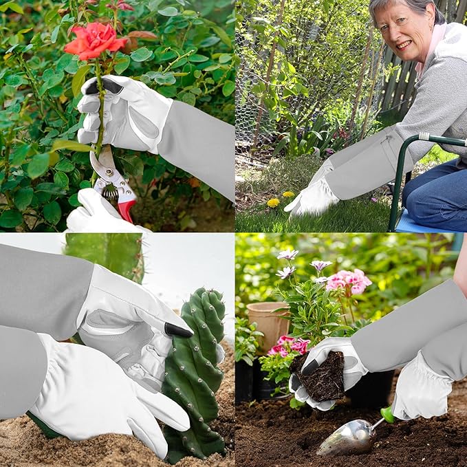 SLARMOR Long-Gardening-Gloves for Women/Men - Thorn Proof Rose Pruning Gloves Heavy Duty Gauntlet, Best Garden Gifts for Gardener-L