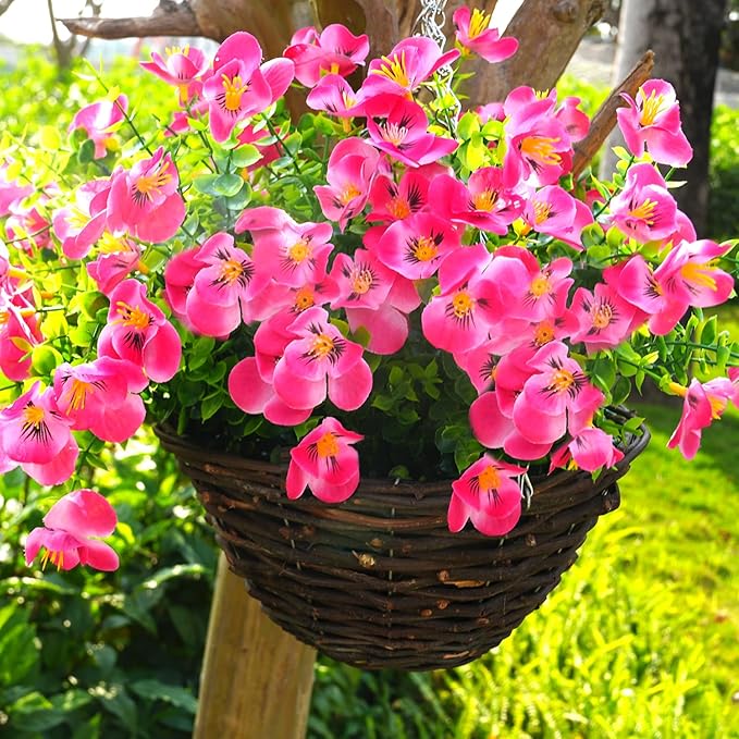 Artificial Flowers for Outdoor, 14 Bundle UV Realistic Fake Faux Plastic Flowers for Outside Indoor Porch Patio Window Box Planter Home Decor