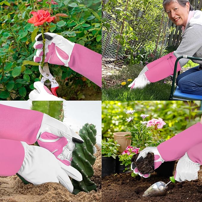SLARMOR Long-Gardening-Gloves for Women/Men - Thorn Proof Rose Pruning Gloves Heavy Duty Gauntlet, Best Garden Gifts for Gardener-L