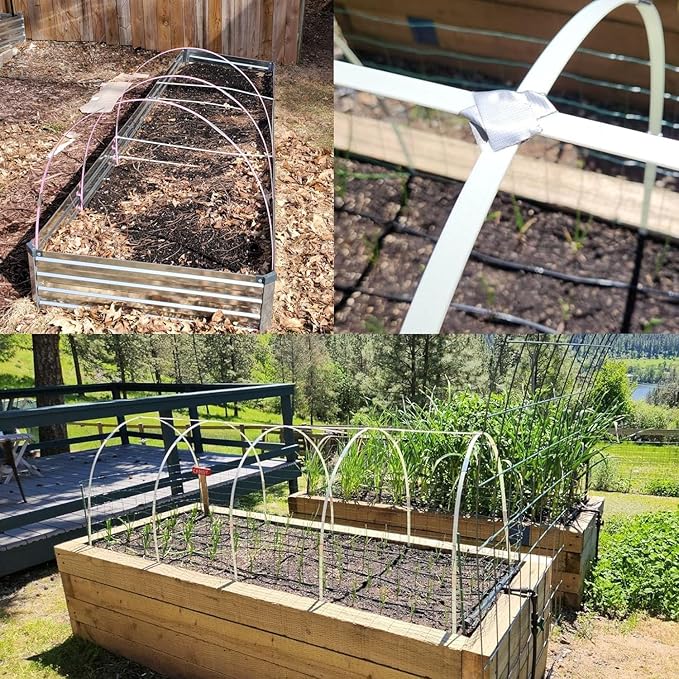 Greenhouse Hoops 120pcs, Sunwuk Garden Hoops for 1-3.5ft Wide Raised Bed, 30 Sets of 5.6ft Long Super Bendable Fiberglass Support Hoops Frame, Mini Greenhouse Flat for Row Cover (S Size)