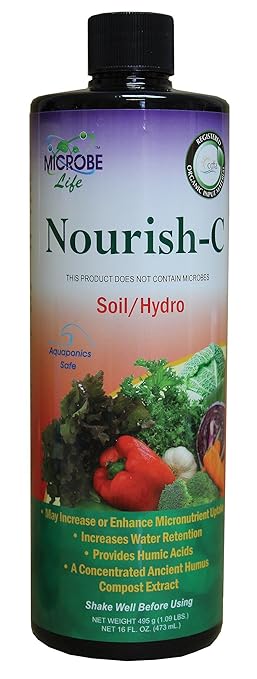 Microbe Life Hydroponics Nourish-C Verified Organic Fertilizer to Enhance Plant Nutrient Absorption for Fruits & Vegetables, Use with Any Feeding Systems Including Hydroponics or Soil, 16 Ounces