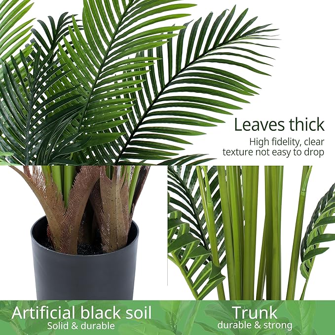 YEPDIN 6 Ft Artificial Tropical Palm Tree With 24 Removable Leaves - Large Faux Plant for Indoors and Outdoors, Silk Housewarming Gift, K185