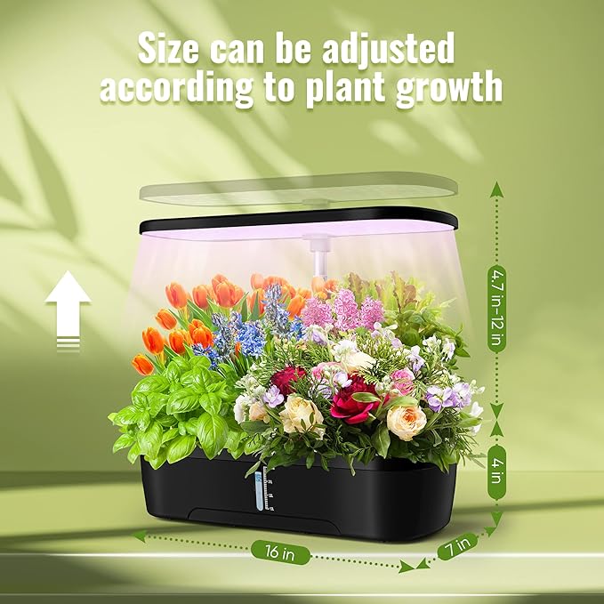 12-Pod Hydroponics Growing System with 159 LED Grow Lights, Adjustable Height Indoor Herb Garden Kit for Vegetables, Fruits & Herbs – Indoor Gardening System
