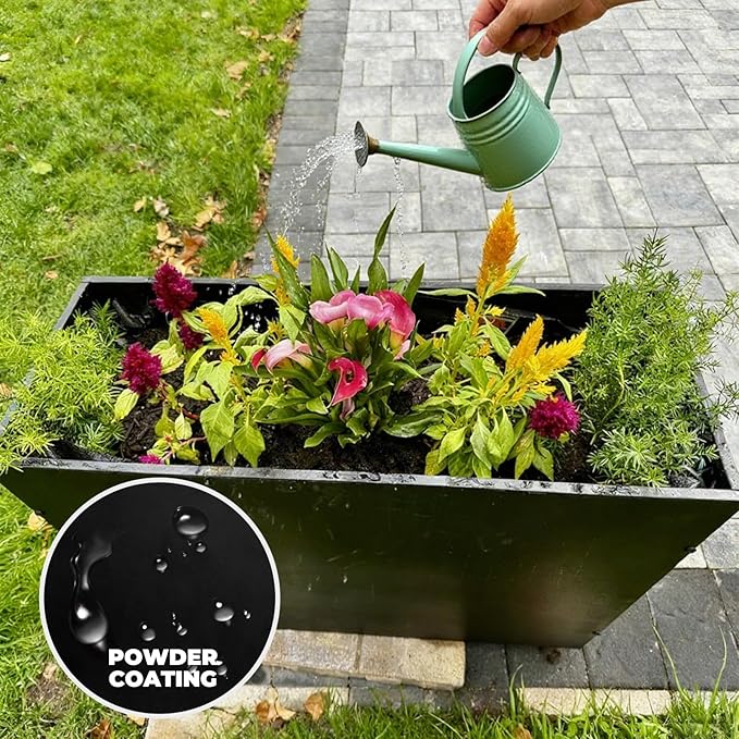 GZLVSOW Black Steel Metallic Heavy Planter 36" x 15" x 24" for Outdoor Plants Metal Rectangular Outdoor Planter Spliced Flower Box with Partitions for Outside,Indoor,Garden (Black, 36 * 15 * 24)