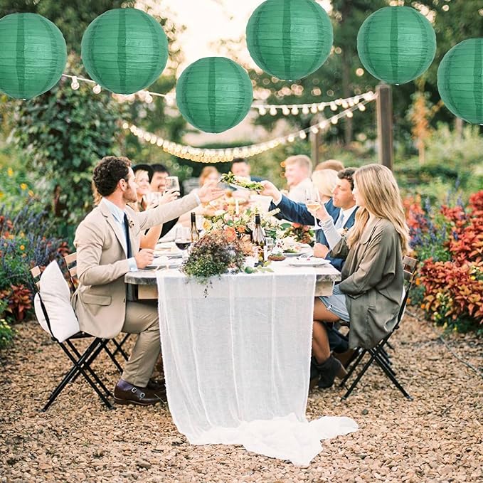 BEISHIDA 8-Inch Green Round Paper Lanterns Hanging Decorative Chinese Paper Lanterns Lamp for Birthday Wedding Party Irish Party Saint Patricks Day Decoration and Baby Bridal Shower(6 Packs)