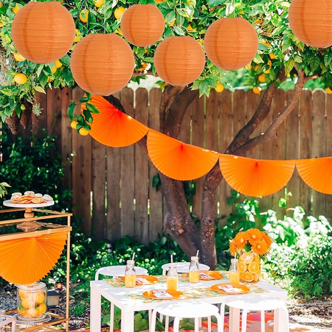 BEISHIDA 8-Inch Orange Round Paper Lanterns Hanging Decorative Chinese Paper Lanterns Lamp for Birthday Wedding Party Decoration and Baby Bridal Shower(6 Packs)