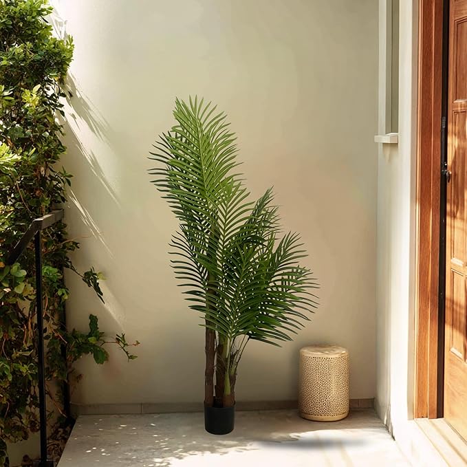 XBrand 59.1-Inches Artificial Palm Tree in Pot for Indoor Outdoor Home Office Store, Great Housewarming Gift