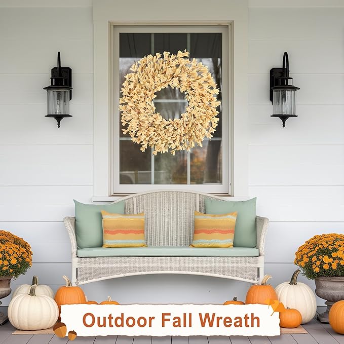 26 Inch Fall Wreaths for Front Door Outside,Realistic Autumn Wreath Outdoor,Large Halloween Thanksgiving Artificial Flowers Wreath,Fall Decorations for Home Front Porch Yard Window Farmhouse Decor