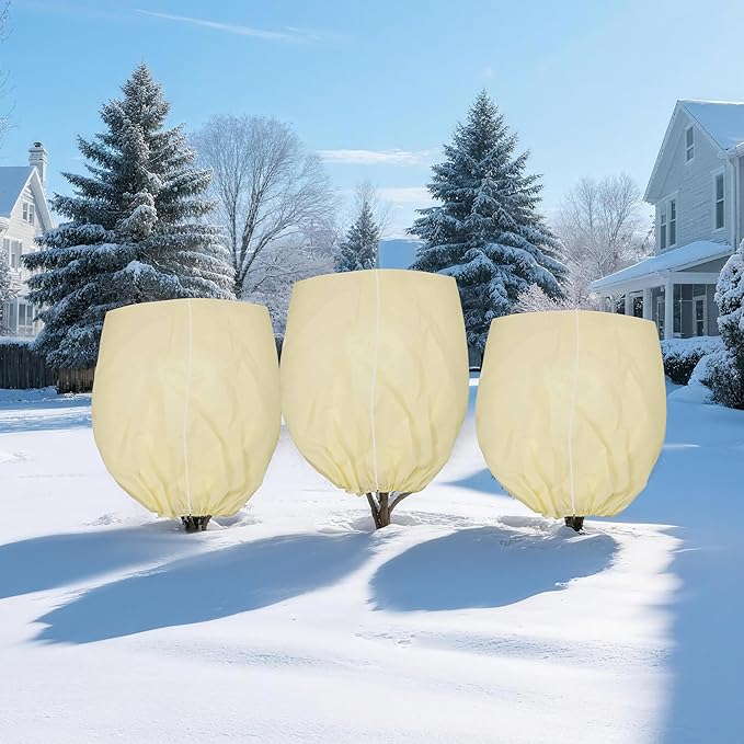 DINGBAI 142x100inches Huge Plant Covers Freeze Protection,Frost Cloth for Outdoor Plants, 2.5 oz/yd² Thickened Winter Tree Covers with Zipper Drawstring,1 Pack Frost Blanket from Wind,Pest and Animal.