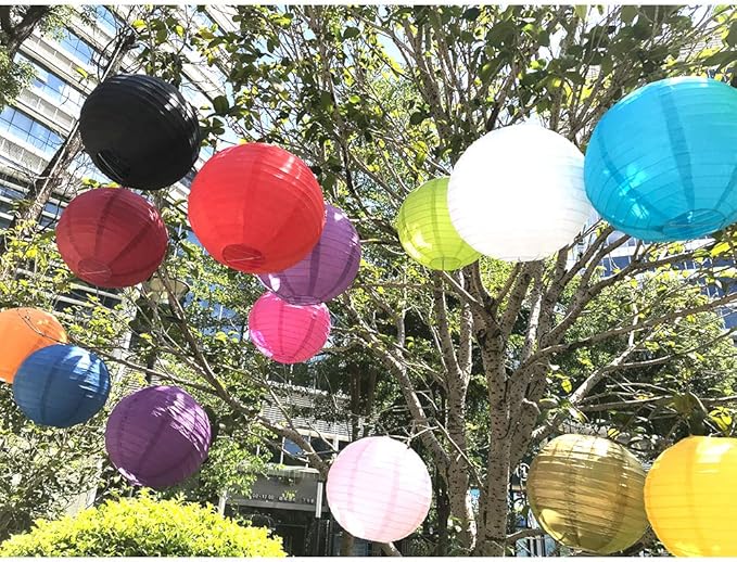 BEISHIDA Red Round Paper Lanterns Decorative Hanging Asia Chinese Japanese Paper Lanterns Lamp for Birthday Wedding Baby Shower Valentine's Day Anniversary Christmas Home Party Decoration(10 Packs)