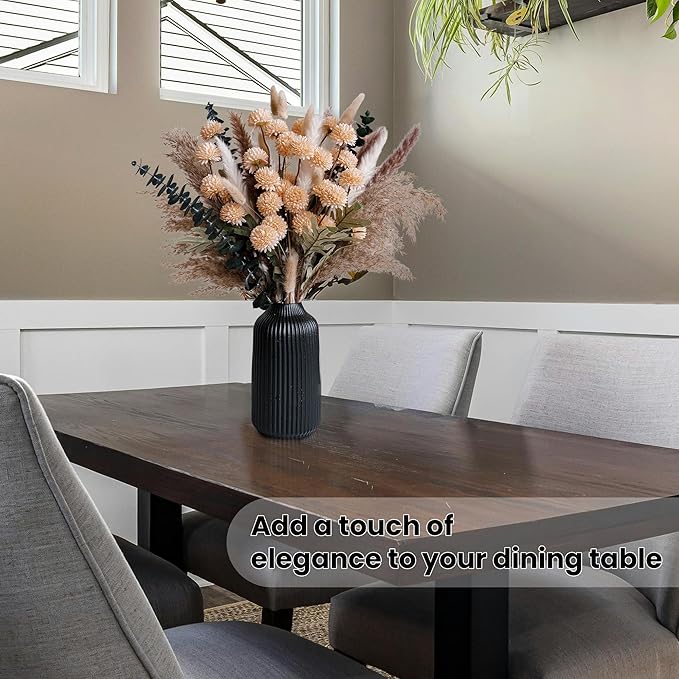 RoseTalk Simulation Flower Decor Luxury Faux Flower Arrangements – Realistic Artificial Flowers with Beige & White Peonies, Dried Pampas Grass, Bunny Tails & Eucalyptus