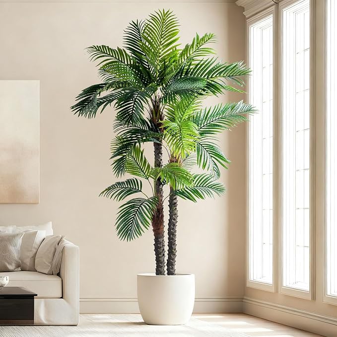 Erimda 9.1FT Artificial Phoenix Palm Tree Artificial Plants Indoor Outdoor Large Faux Coconut Silk Palm Tree Tropical Fake Tree Faux Sago Palm Plant for Modern Farmhouse Yard Outside Patio Poolside