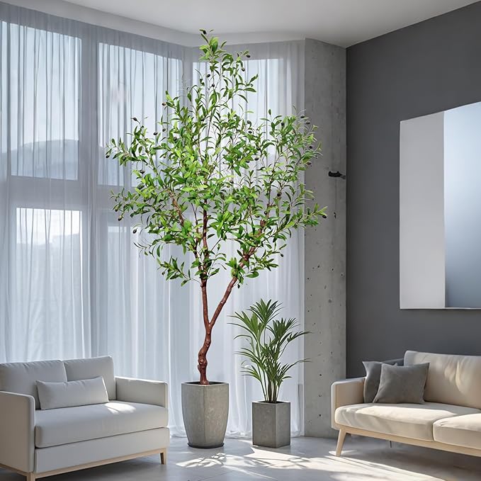 Niwellveb Faux Olive Tree Fake Tree Artificial Indoor 7 Feet (84 inches) Realistic Potted Silk Indoor Large Fruit for Home Offices, Living Rooms, Bedrooms, Stairs and Foyer Decor