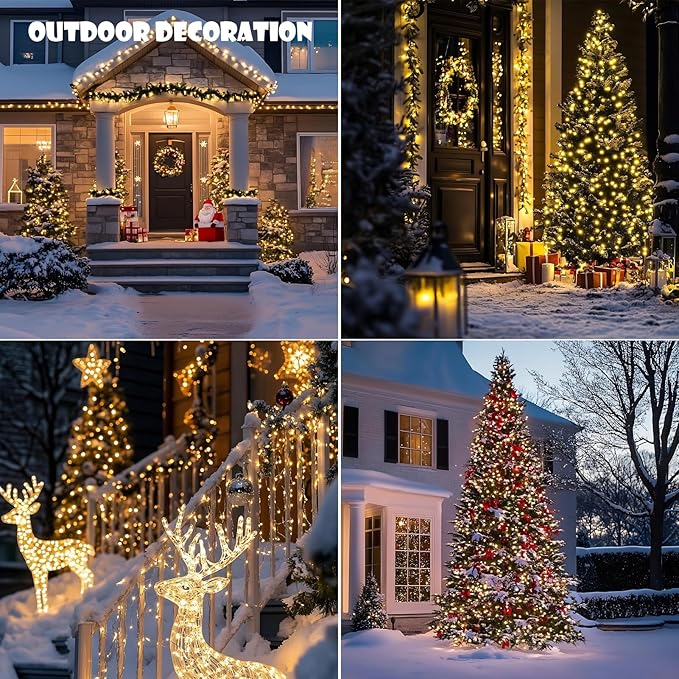 Fairy Lights Plug in,164FT 1000 LEDs Waterproof Led String Lights,8 Modes Remote Twinkle Light for Bedroom Window Weddings Christmas Holiday Decoration,Silver Wire,2 Inch Led Space,Warm White