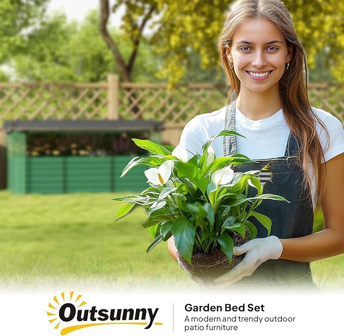 Outsunny 7.3 x 3.4 x 2 ft Galvanized Raised Garden Bed with Crop Cage Plant Protection Net and Shade Cloth Roof, Metal Planter Box with Cover for Vegetables, Flowers, Herbs, Green