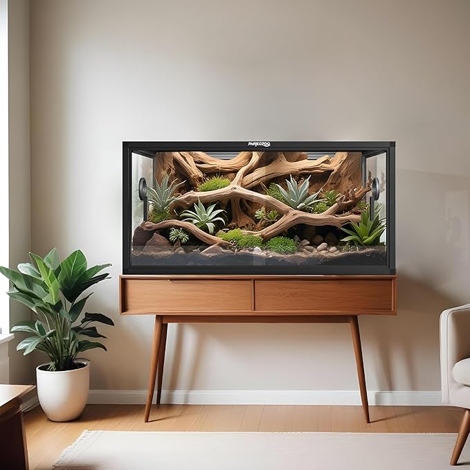 Phailozoo 50 Gallon Bearded Dragon Tank, Reptile Enclosure for Easy Maintenance, Front Opening Reptile Tank with Top Screen Ventilation & Glass Sliding Door 36''x18''x18''