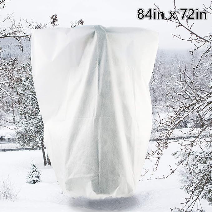Cthenqeeu Plant Covers Freeze Protection - Shrub Cover, Winter Tree Cover with Drawstring for Season Extension & Frost Protection, White (1 Pack, 84x72 in)