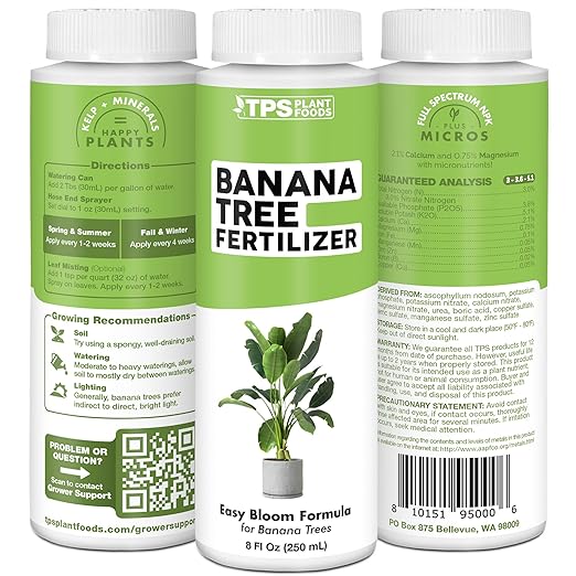 Banana Tree Fertilizer – Liquid Fertilizer for All Banana Tree Varieties, Supports Growth & Fruiting, 32 oz