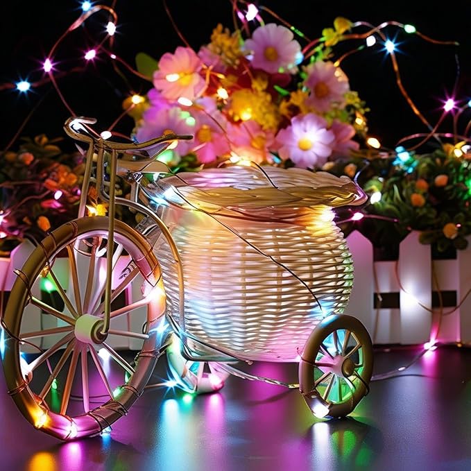 6 Pack Easter Fairy Lights Battery Operated - 7ft 20 LED Copper Wire Mini colorful String Light Firefly for Mason Jars DIY Crafts Christmas Wedding Party Centerpiece Table Easter Decor,Multicolor