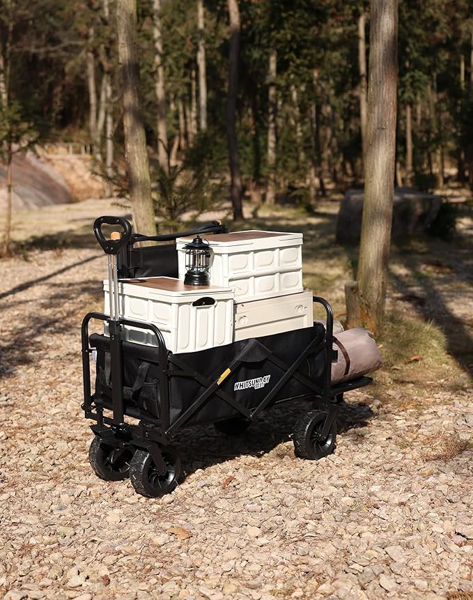 Whitsunday Collapsible Wagon with Tailgate for Camping Outdoor (Dark Grey, No Table)