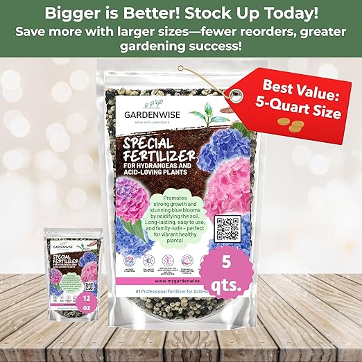 Slow Release Hydrangea Fertilizer with Iron & Sulfur β Indoor & Outdoor Soil Acidifier for Miracle Growth (3 qt)