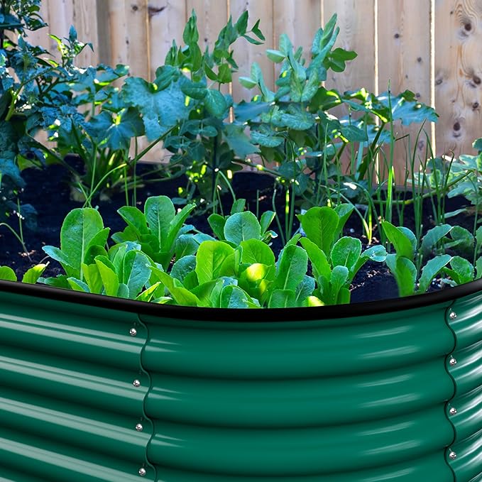 BlueWish 6x3x2FT Metal Raised Garden Bed with 2 Aluminum Support Rods, 24’’H Raised Garden Bed with Bottomless Design, Rubber Edges, 9-in-1 Modular Planter Box for Backyard, Garden, Patio, Green