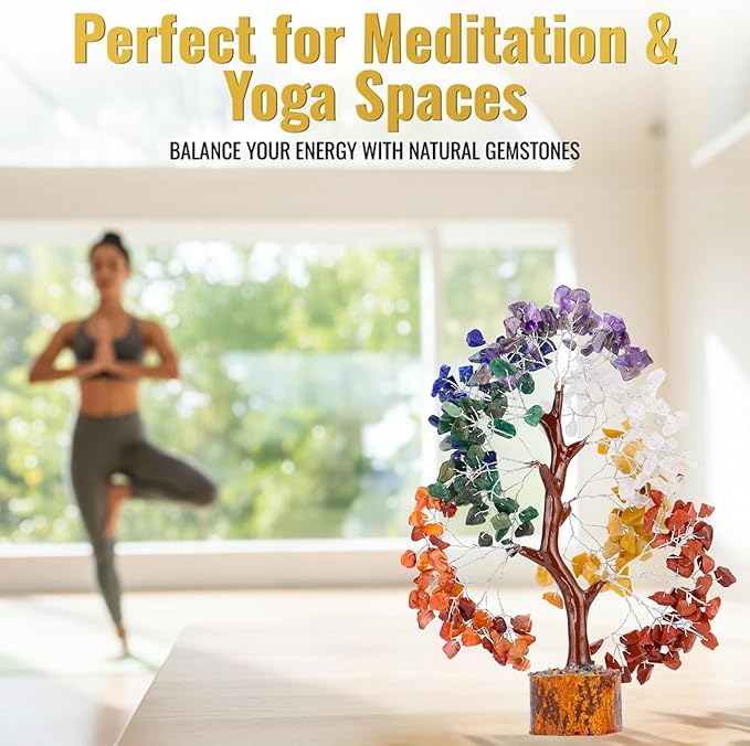 ANAYA AGATE 7 Chakra Healing Crystal Tree of Life Kit, Bracelet, Pendant, Necklace, Feng Shui Money Bonsai Tree, Positive Energy for Women, Mom, Sister and Housewarming Decoration