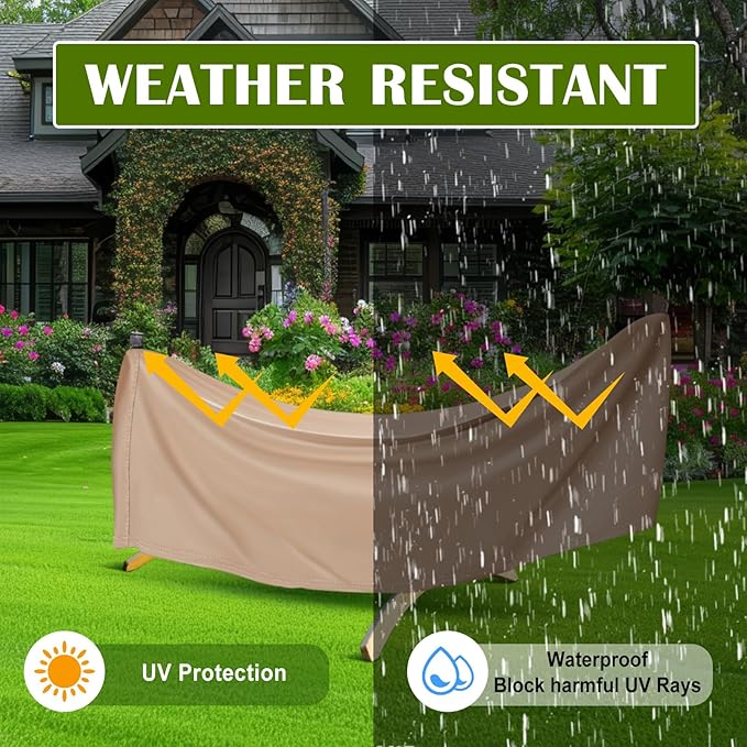 Tranqun 14-15 ft Hammock Cover 188" W x 58" D x 20" H Heavy Duty 420d Oxford Weather Resistant Cover Waterproof Protection for Hammocks Stand Outdoor Garden, Buckle Straps, Double Stitched Seams