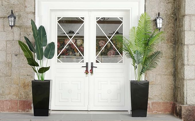 Set of 2 Tall Planters for Outdoor Plants, 30" Large Planter Pots with Drainage Holes & Water Level Monitor, Self-Watering Flower Pots for Patio, Porch, Garden, Front Door Decor, Indoor Outdoor
