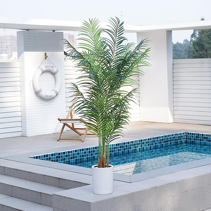 ProDeco Artificial Palm Tree 6Ft Faux Silk Green Realistic Decorative Tall Fake Potted Plants Artificial for Bedroom Living Room Office Home Decor Indoor Outdoor