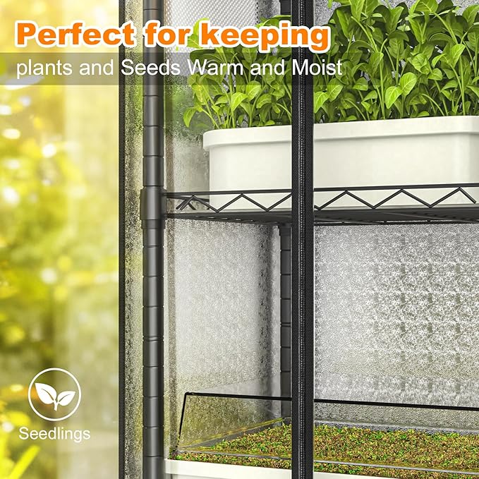 sagrynfp Small Greenhouse for Indoors, 5 Tier 15.7" L×11.8" W×62.3" H mini Greenhouse Outdoor, Indoor Adjustable Shelves