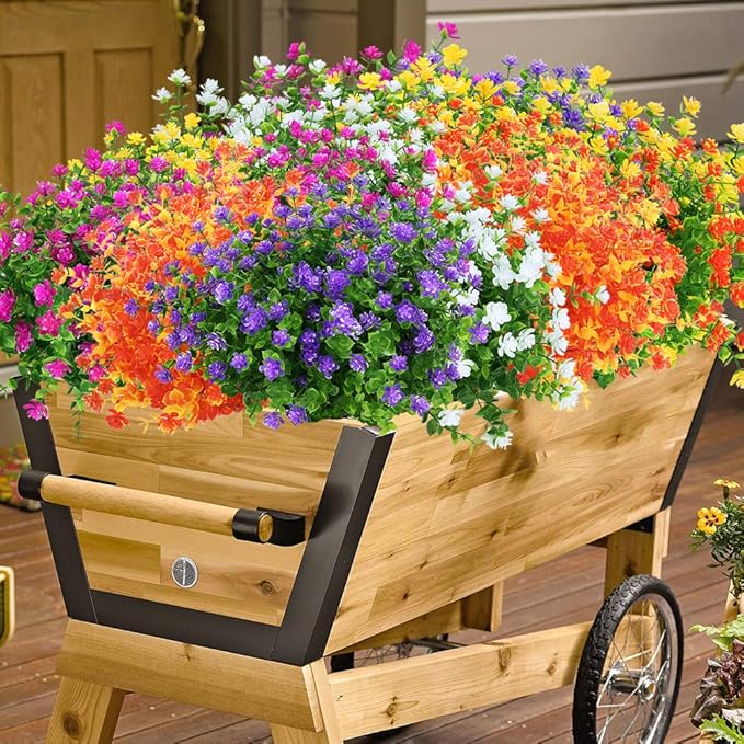 ArtBloom 6 Bundles Artificial Fall Flowers No Fade Faux Autumn Plants, Fake Indoor Outdoor Greenery for Thanksgiving Christmas Wedding Party Home Garden Fireplace Décor (Gold Yellow)